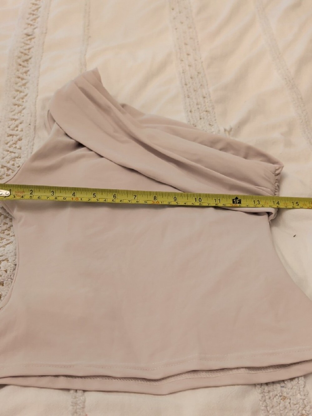 Women’s Off-Shoulder  Top - Soft Beige - Picture 3 of 4